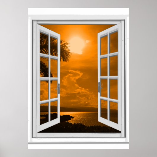 Fenster "Sunset View Trompe l'oeil" Fake Poster (Vorne)