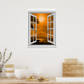 Fenster "Sunset View Trompe l'oeil" Fake Poster (Küche)