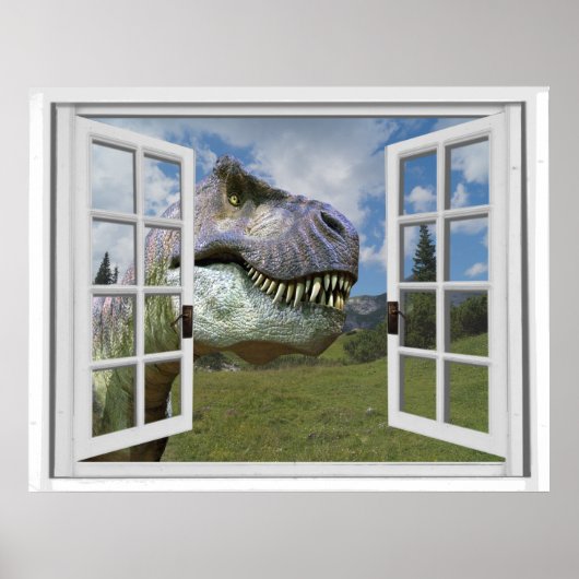 Fenster T-Rex Dinosaur Picture View Fake Poster (Vorne)