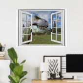 Fenster T-Rex Dinosaur Picture View Fake Poster (Heimbüro)