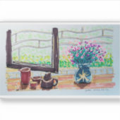 Fenster Tee und Blumen Aufkleber (Vorderseite)