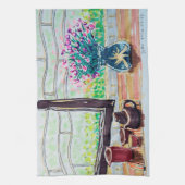 Fenster Tee und Blumen Geschirrtuch (Vertikal)