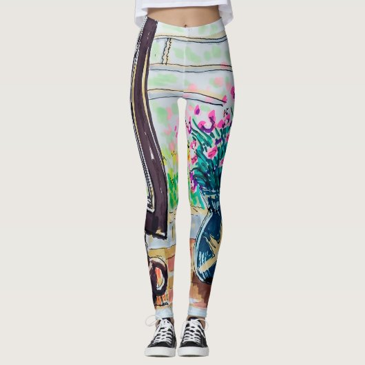 Fenster Tee und Blumen Leggings (Vorderseite)