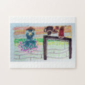 Fenster Tee und Blumen Puzzle (Horizontal)