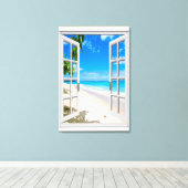 Fenster "Tropical Beach Ocean View Imitate" Leinwanddruck (Insitu (Holzboden))