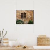 Fenster und alte Steinmauer, Pienza, Italien Poster (Küche)