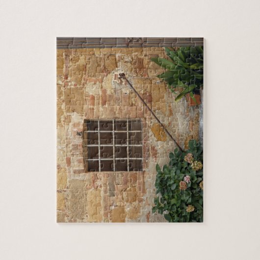 Fenster und alte Steinmauer, Pienza, Italien Puzzle (Vertikal)