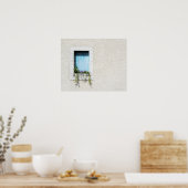Fenster und Fensterbox mit Blume in schlichter Wan Poster (Küche)