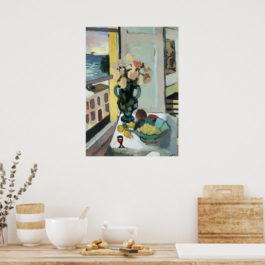 Fenster und Weinglas Abstrakt Poster (Küche)