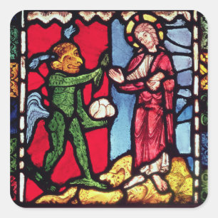 Fenster von Troyes Kathedrale zeigt Temptatio Quadratischer Aufkleber