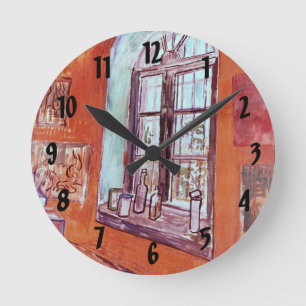 Fenster von Vincent van Goghs Atelier im Asyl Runde Wanduhr