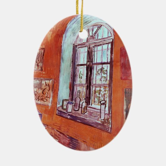 Fenster von Vincent van Gogh's Studio am Asyl Keramik Ornament (Hinten)