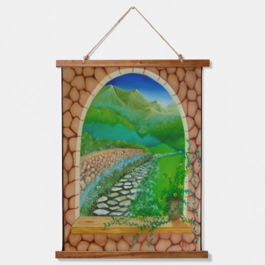 Fenster Wandteppich Mit Holzrahmen (Vorderseite)