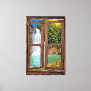 "Fenster Wasserfall-Ansicht", Canvas drucken Leinwanddruck
