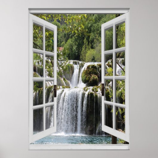Fenster "Wasserfall-Ansicht" Trompe l'oeil Fake Poster (Vorne)