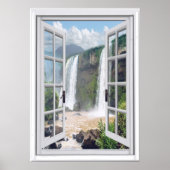 Fenster "Wasserfall-Ansicht" Trompe l'oeil-Imitate Poster (Vorne)