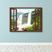 Fenster "Wasserfälle anzeigen" Imitate Leinwanddruck (Insitu (Holzboden))