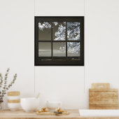 Fenster "Weiße Blume blüht 24x24 Schwarze Imitate" Poster (Küche)