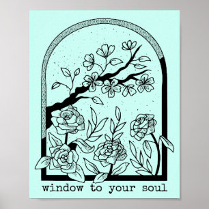 Fenster zu Deiner Seele Floraler Bogen Linien Kuns Poster