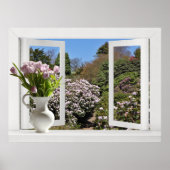 Fenster zum Garten öffnen mit rosa Tulips Poster (Vorne)