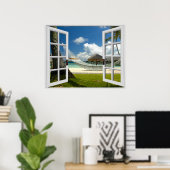 Fenster zum tropischen Fake Poster (Heimbüro)