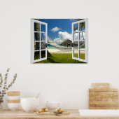 Fenster zum tropischen Fake Poster (Küche)