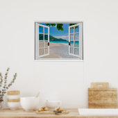 Fenster zum tropischen Imitat Poster (Küche)