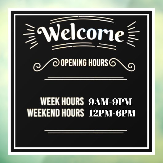 Fensteraufkleber für die Öffnungszeiten anpassbare (Blatt 3)