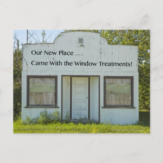 Fensterbehandlungen - Funny Change of Address Ankündigungspostkarte (Vorderseite)