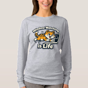 Fensterbeobachtung ist Leben – Neugierige Katzensp T-Shirt