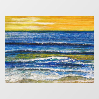 Fensterfolie - Sonnenuntergang am Meer und Meeresw Fensteraufkleber