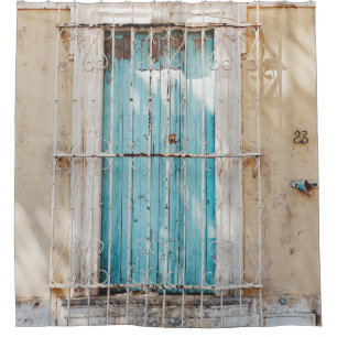 Fenstergitter aus weißem Stahl Duschvorhang