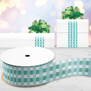 Fenstergitter-Gingham in Grün und Aqua Ripsband