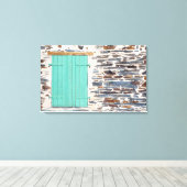 Fensterheber auf einer rustikalen Felswand-Leinwan Leinwanddruck (Insitu (Holzboden))