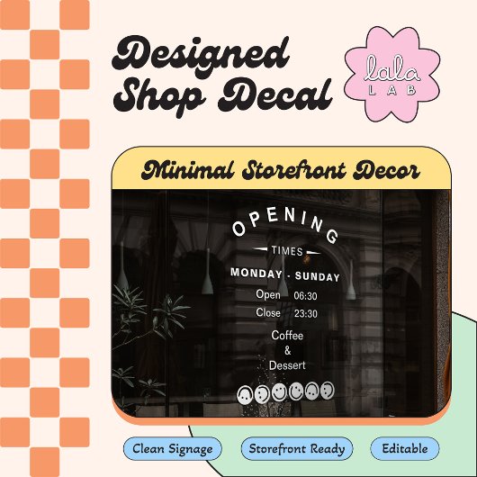 Fensterheber für das Café "White Editable Openings Fensteraufkleber