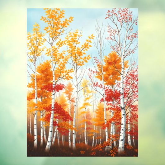 Fensterheber für Herbst-Birken Fensteraufkleber (Blatt 3)