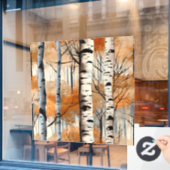 Fensterheber für Herbst-Birken Fensteraufkleber (Café-Fenster)