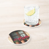 Fensterheber in Blume Sandstein Untersetzer (Seite)