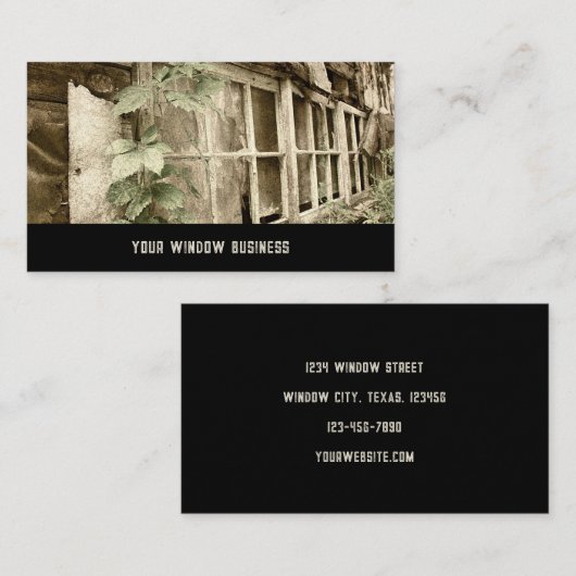 Fensterinstallation Alt Vintag rustikal Visitenkarte (Vorne/Hinten)