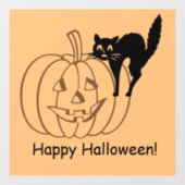 Fensterklammer - Kürbis und Schwarze Katze mit Tex Fensteraufkleber (Blatt)