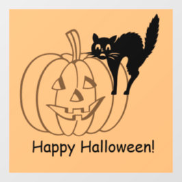 Fensterklammer - Kürbis und Schwarze Katze mit Tex Fensteraufkleber