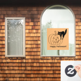 Fensterklammer - Kürbis und Schwarze Katze mit Tex Fensteraufkleber