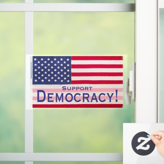 Fensterklammer mit dem Flag "Support Democracy" Fensteraufkleber (Zuhause)