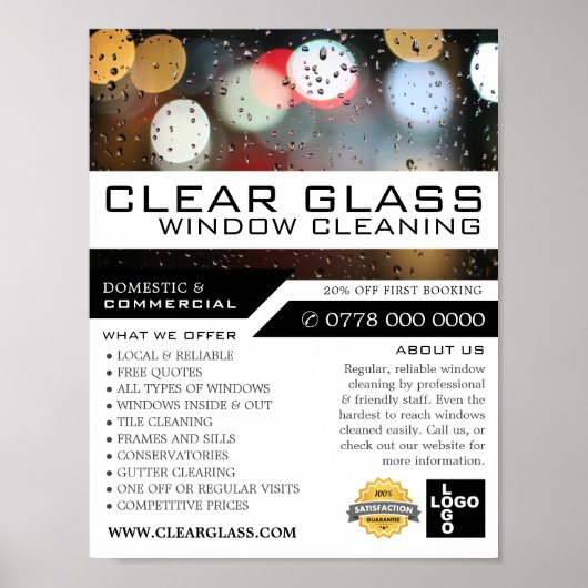 Fensterleuchten, Fensterreinigung Werbung Poster (Vorne)