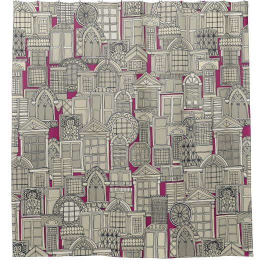 Fensterpink Duschvorhang (Vorderseite)