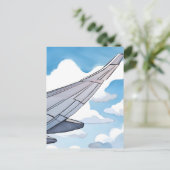 Fensterplatz | Flugzeug mit Sky Watercolor Travel Postkarte (Stehend Vorderseite)