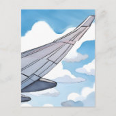 Fensterplatz | Flugzeug mit Sky Watercolor Travel Postkarte (Vorderseite)