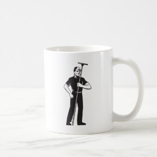 Fensterputzerarbeitskraftreinigungswaschen Retro Kaffeetasse
