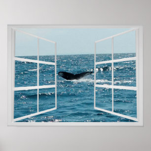 Fensterrahmen mit Whale-Schwanz Poster
