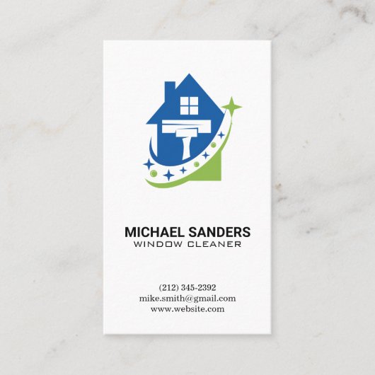 Fensterreiniger | Logo "House and Squeegee" Visitenkarte (Vorderseite)